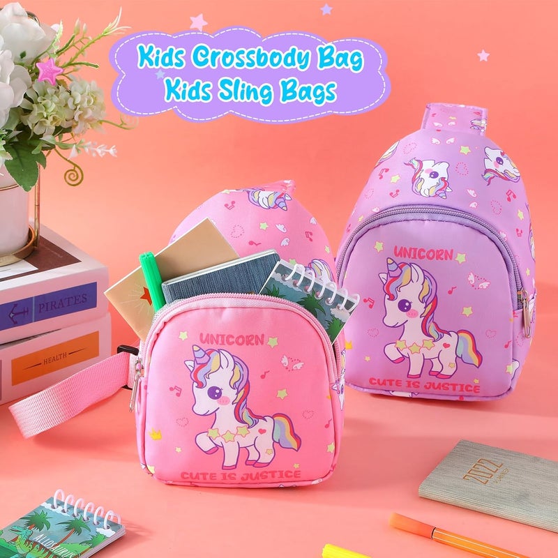 Cosblank 2 Pcs Christmas Small Crossbody Bag Girls Cute Cartoon Unicorn Sling Bag Shoulder Coin Pouch for Travel(Cute) - Image 3